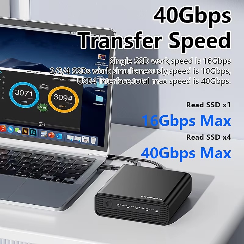 알루미늄 M2 4베이 USB4 외장 NVME SSD 케 - Case Fan 리뷰 및 가격