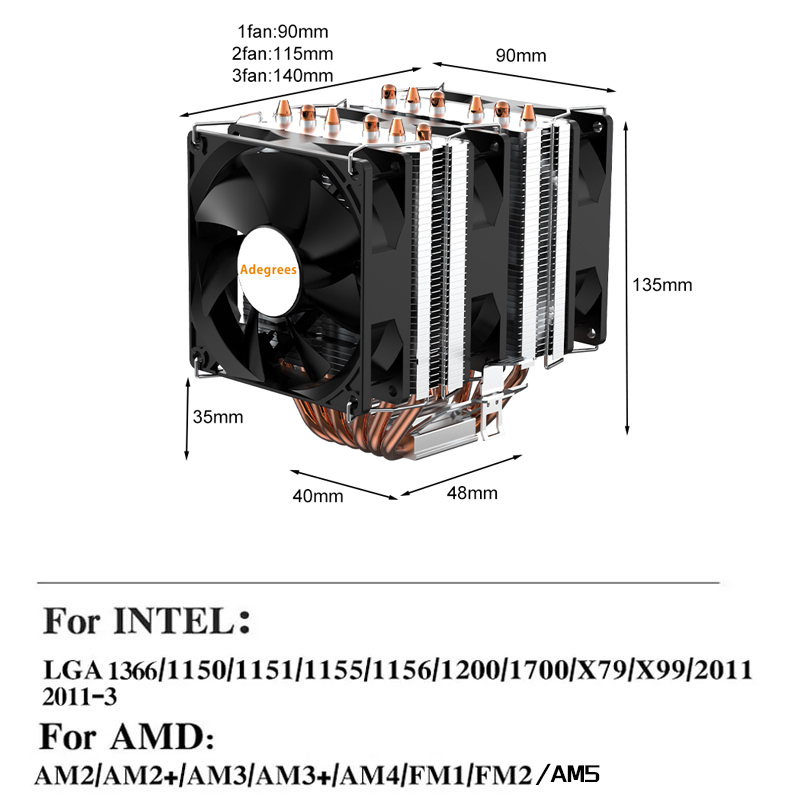 6개의 히트 파이프를 장착한 CPU 공랭 쿨러, 4핀  - Cpu Heatsink 리뷰 및 가격
